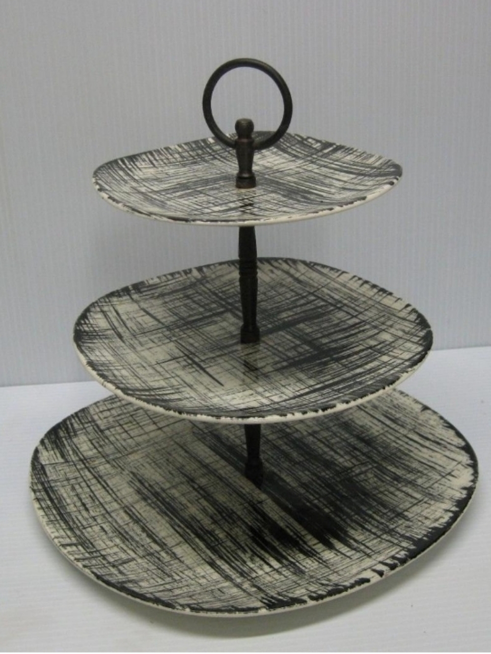 Edwin Knowles Ebonette K 1007, 3 Tier Serving Tray. Mid Century Modern
